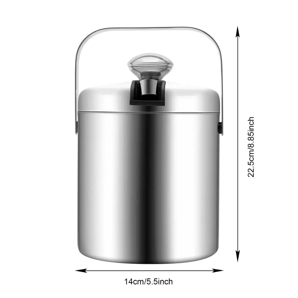 Seau à glace isolé double paroi 1,3 L avec pinces et couvercle