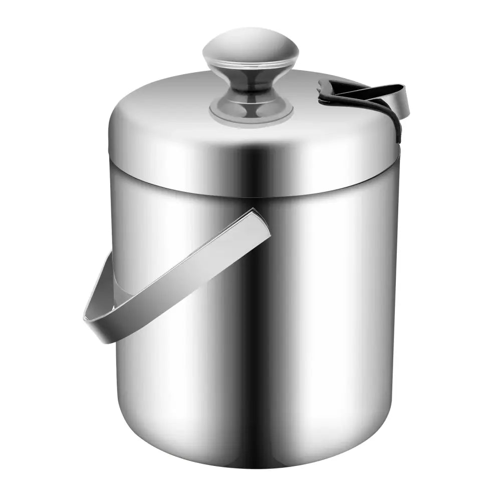 Seau à glace isolé double paroi 1,3 L avec pinces et couvercle