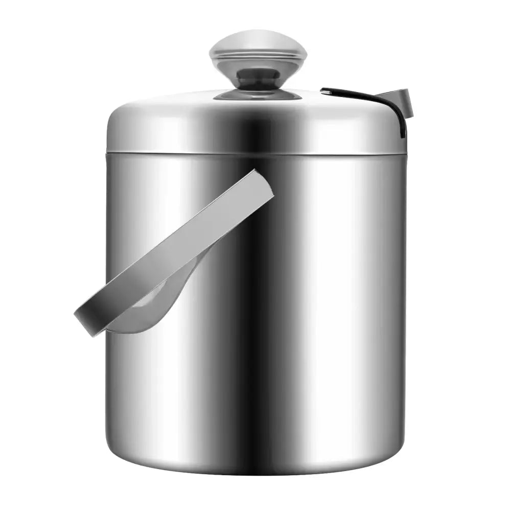 Seau à glace isolé double paroi 1,3 L avec pinces et couvercle