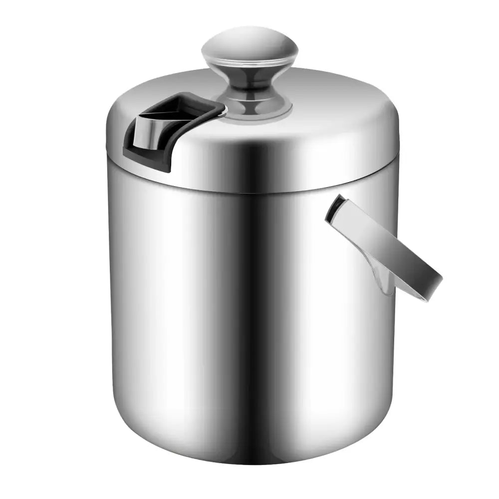 Seau à glace isolé double paroi 1,3 L avec pinces et couvercle