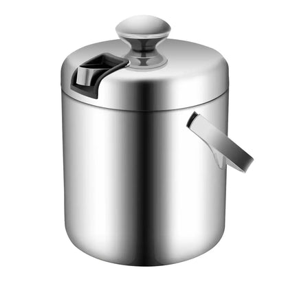 Seau à glace isolé double paroi 1,3 L avec pinces et couvercle
