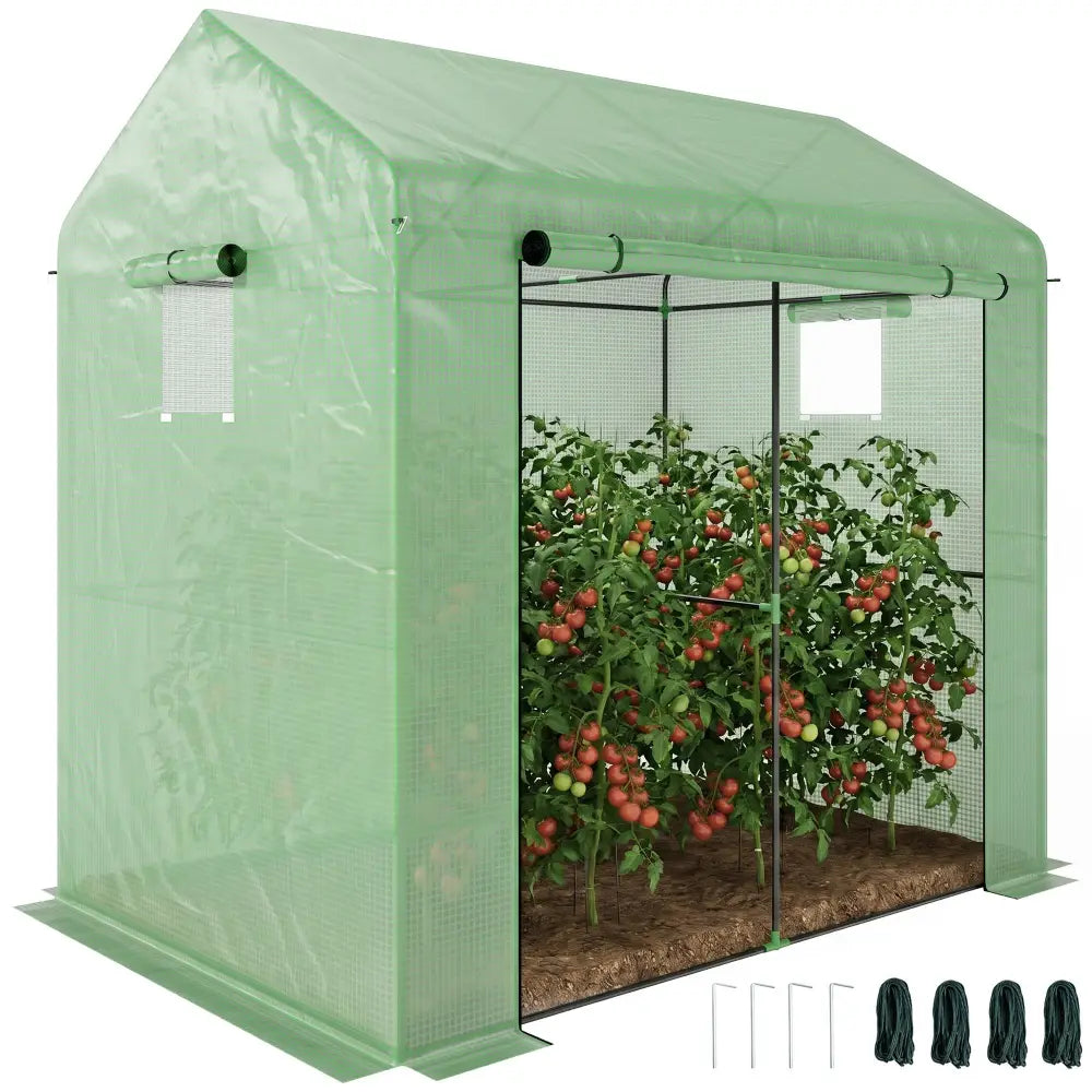 Serre de jardin avec bâche PE 200 × 140 × 200 cm – verte – photo produit 7