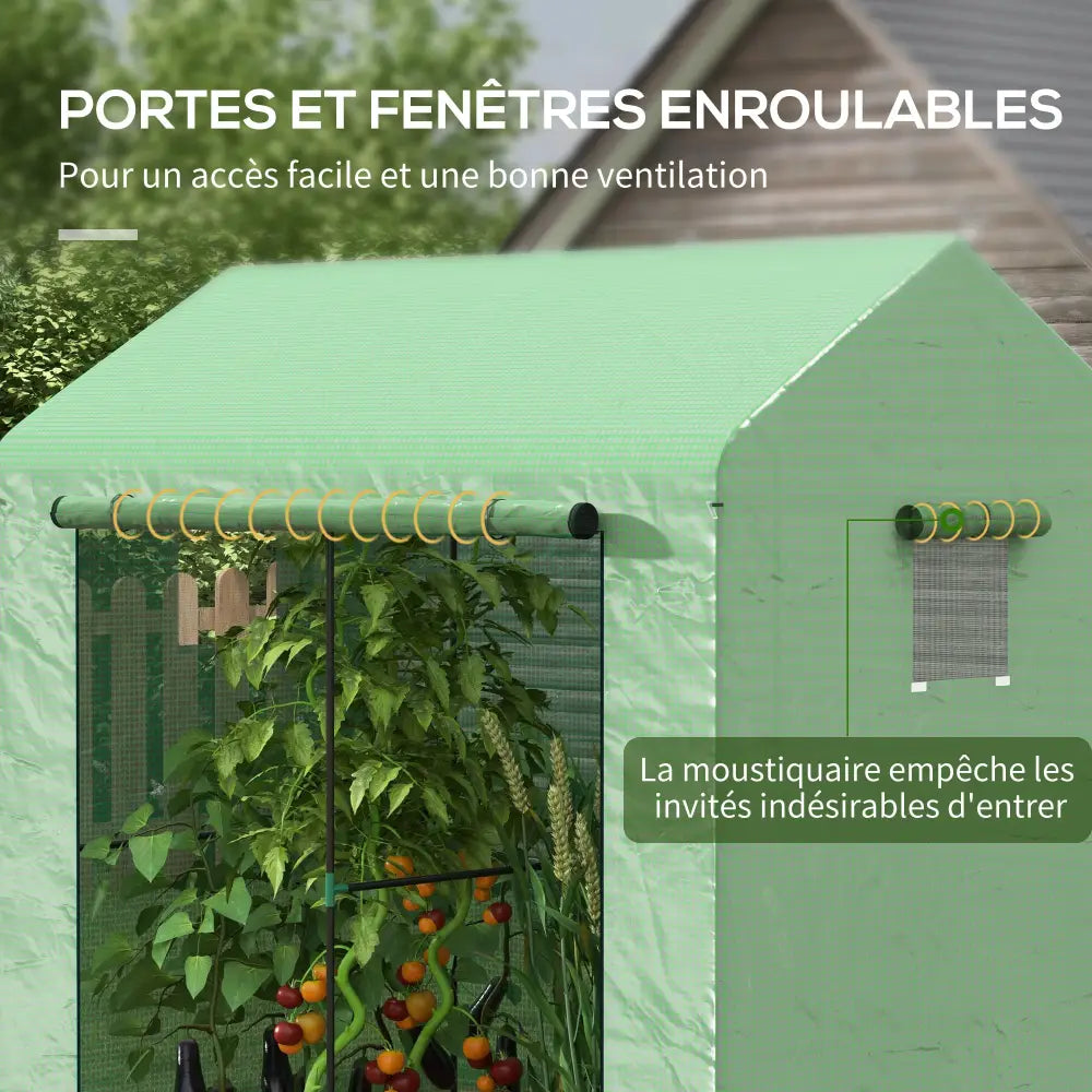 Serre de jardin avec bâche PE 200 × 140 × 200 cm – verte – photo produit 12