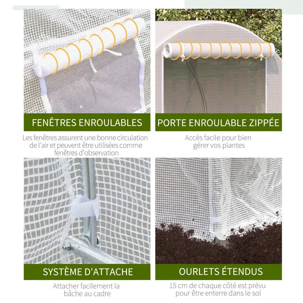 Serre tunnel 8 m² à bâche PE 140 g/m² – photo complémentaire 5