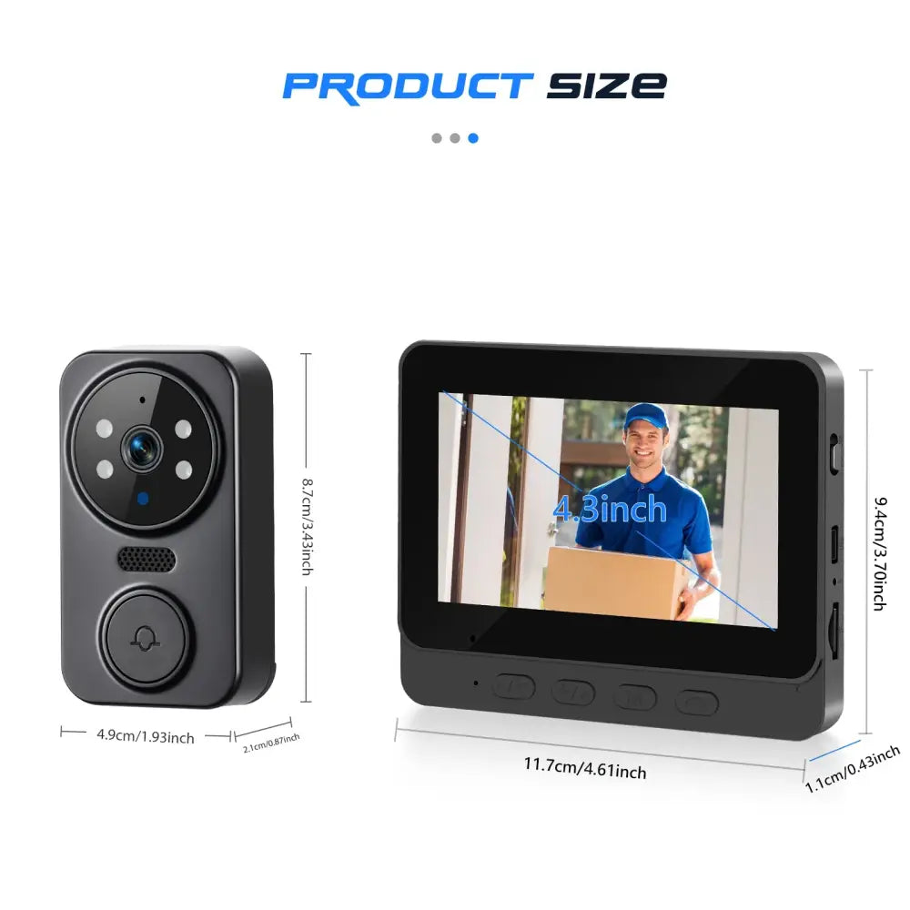 Sonnette vidéo sans fil avec écran IPS 4,3 pouces – photo produit 12