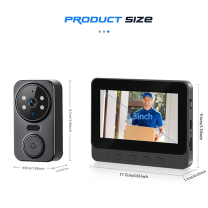 Sonnette vidéo sans fil avec écran IPS 4,3 pouces – photo produit 12