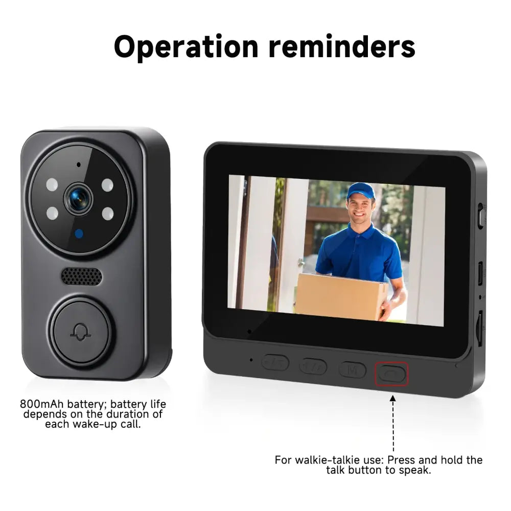 Sonnette vidéo sans fil avec écran IPS 4,3 pouces – photo produit 6
