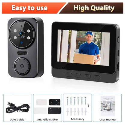 Sonnette vidéo sans fil avec écran IPS 4,3 pouces – variante Sonnette seule