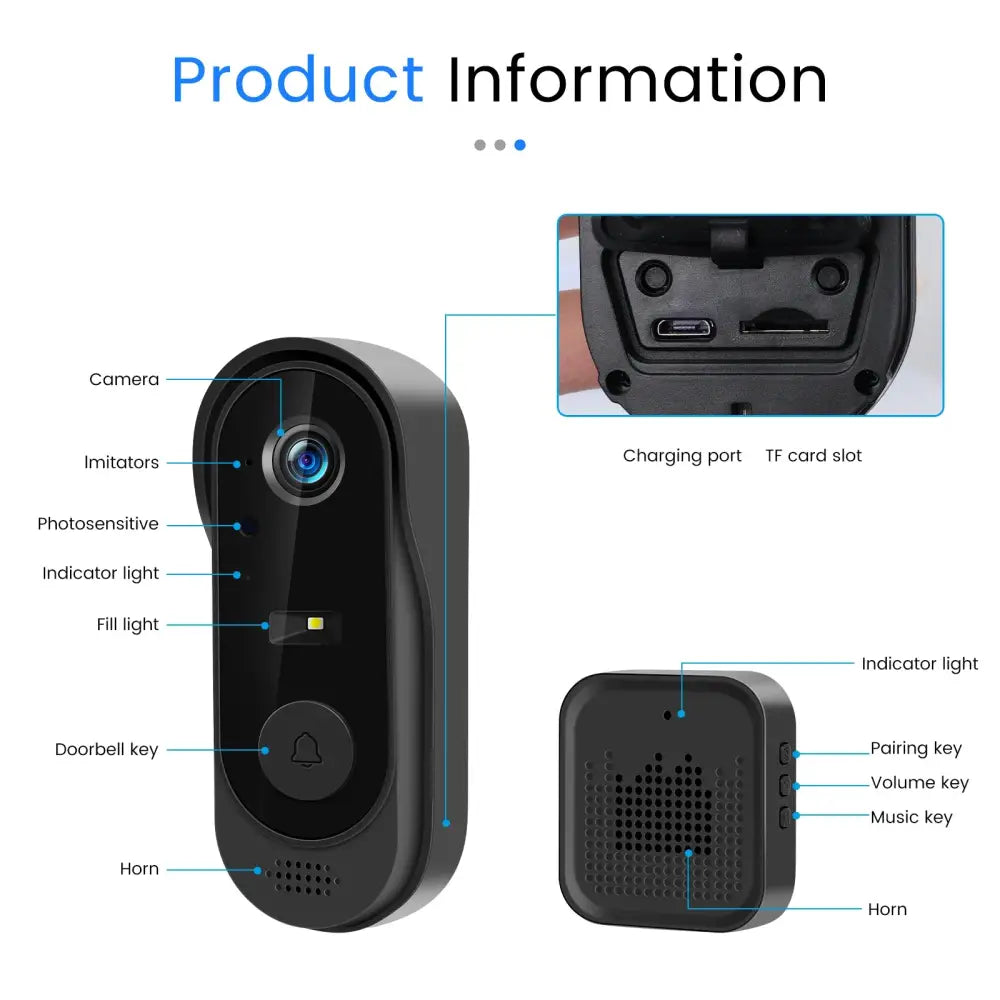 Sonnette vidéo Wi‑Fi IP64 avec vision nocturne – photo produit 6
