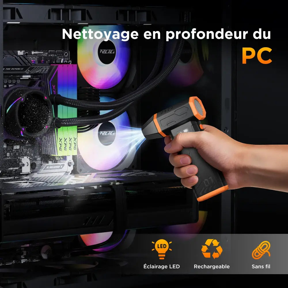 Souffleur dépoussiérant rechargeable 120 W – 3 vitesses - Noir / France - souffleur dépoussiérant rechargeable