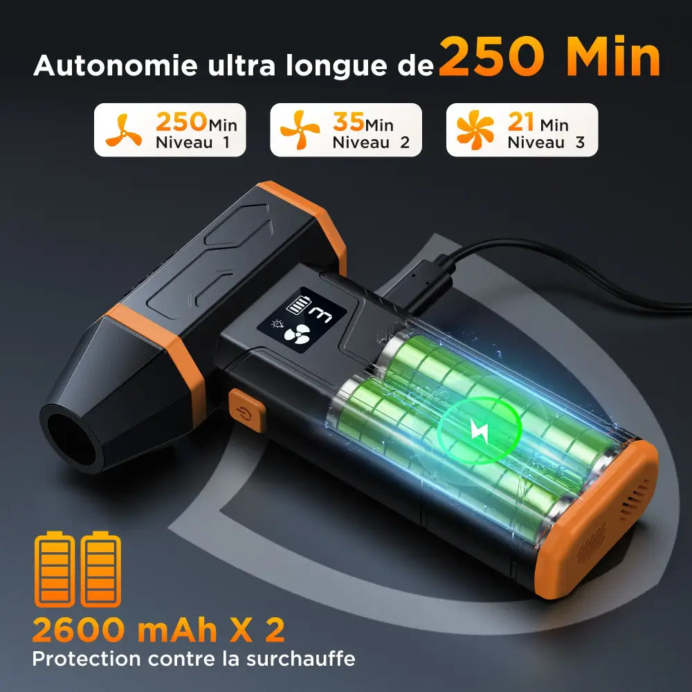 Souffleur dépoussiérant rechargeable 120 W – 3 vitesses - Noir / France - souffleur dépoussiérant rechargeable