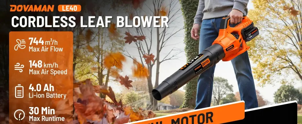 Souffleur sans fil 20 V 744 m³/h – batterie et chargeur - Orange / 1 batterie incluse / Allemagne - Souffleur sans fil