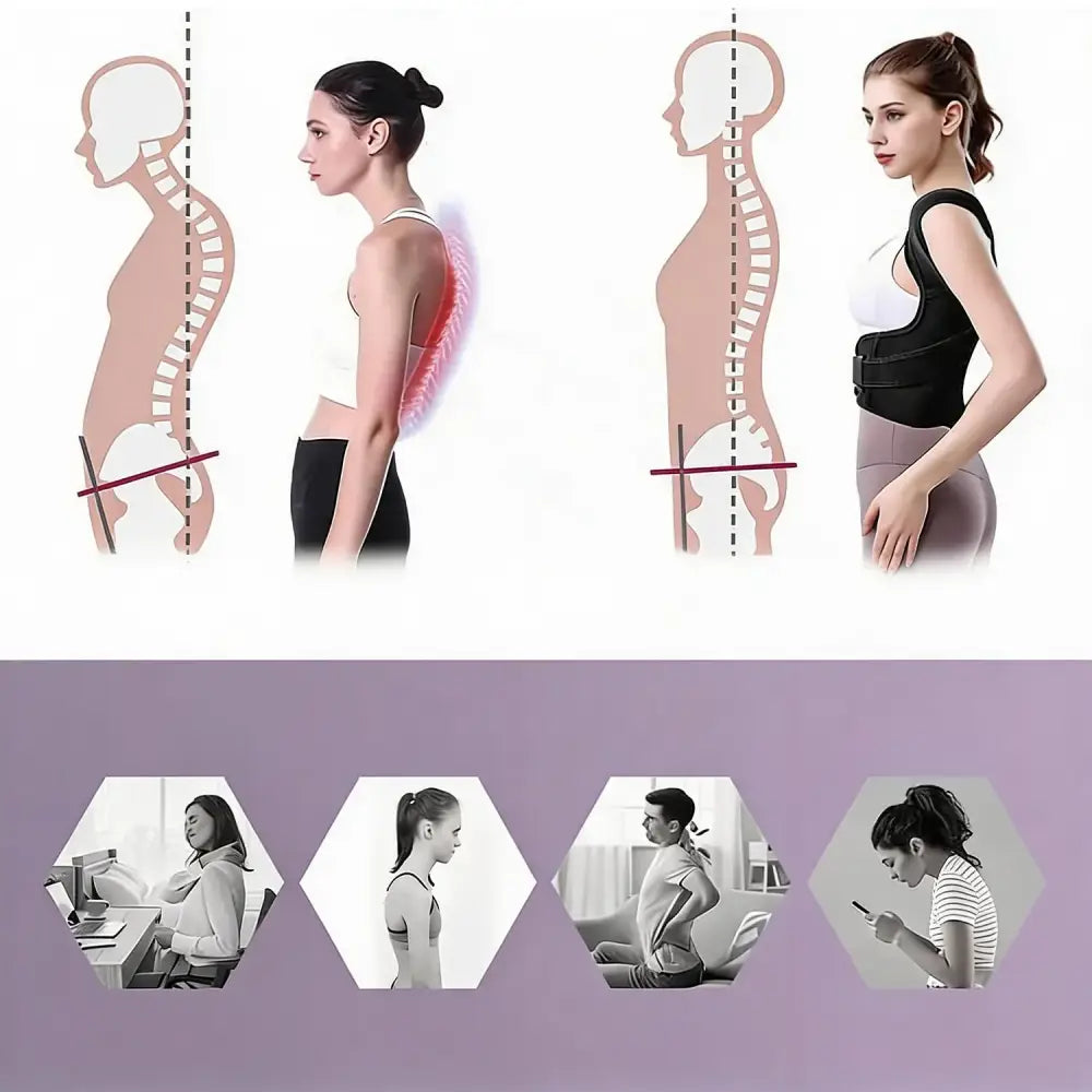Soutien de posture réglable pour dos et épaules – noir – détail 6