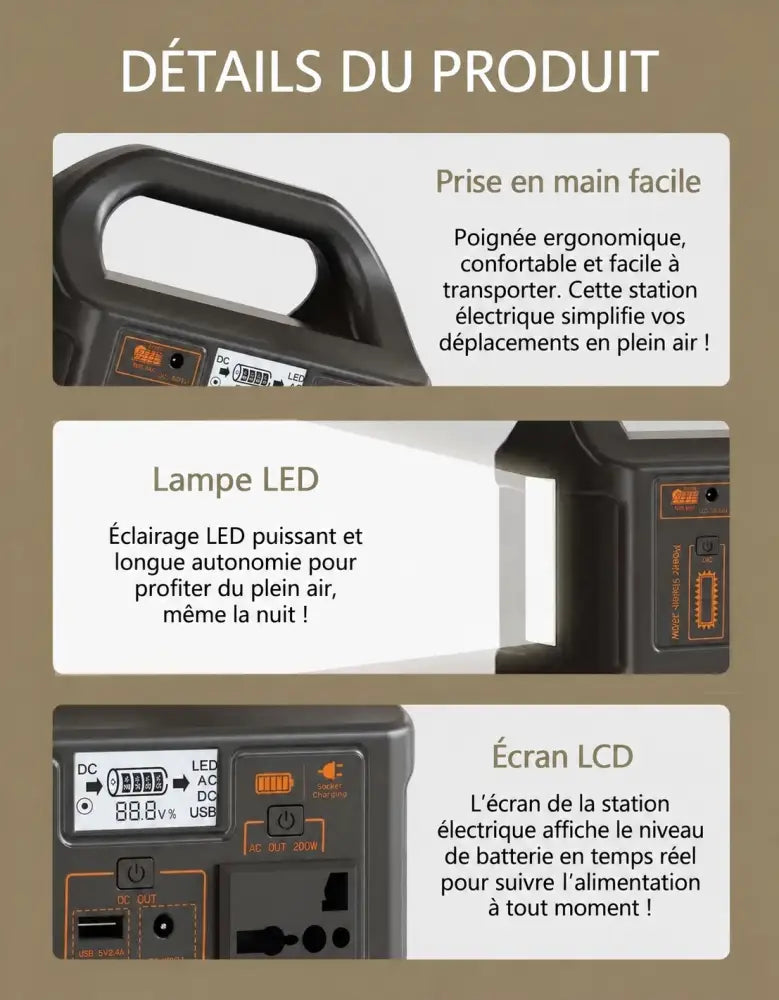 Station électrique Gaiaray 200 W – texte en français