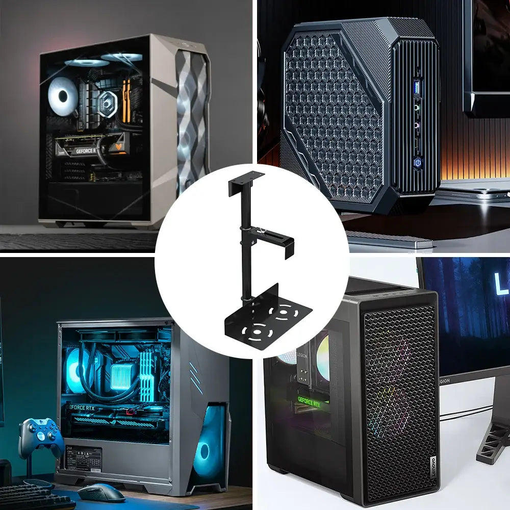 Support de boîtier PC sous bureau, rotatif à 360°