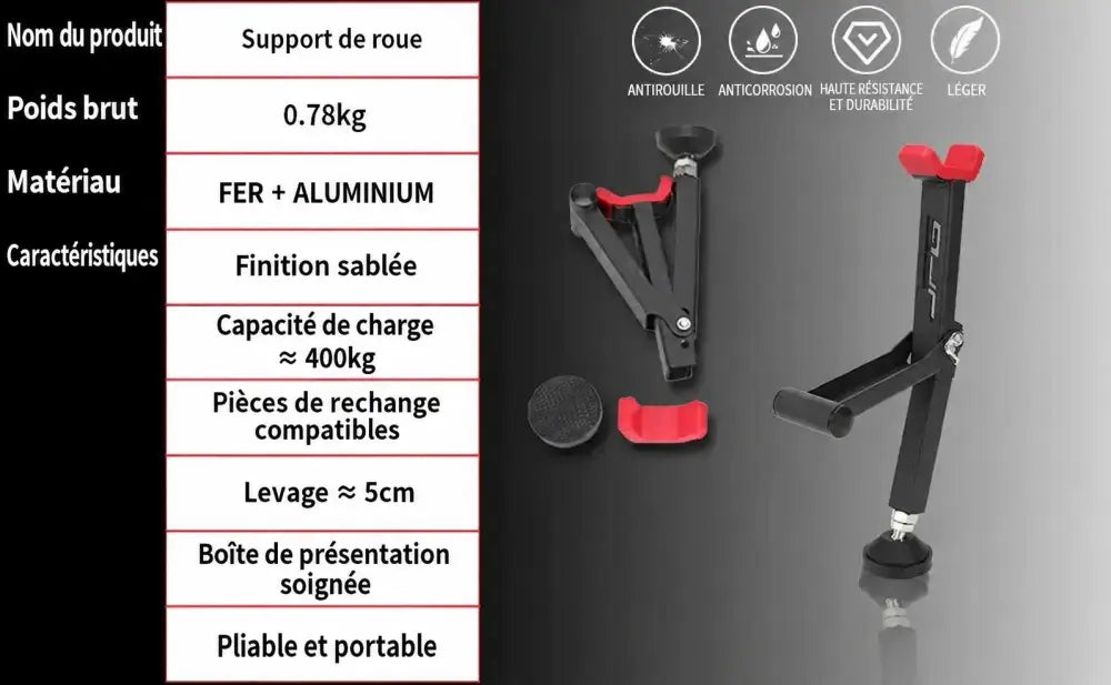 Support de roue moto – texte en français