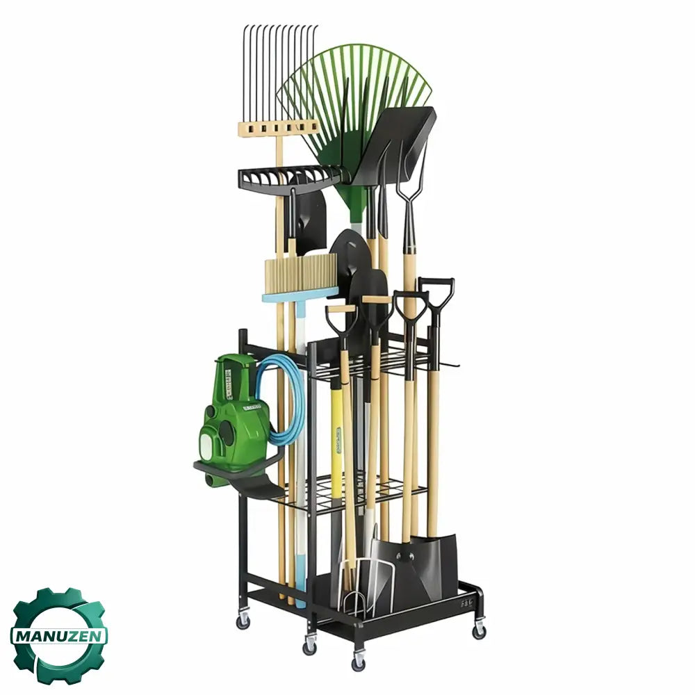 Support mobile pour outils de jardin à roulettes – variante Pologne / Support seul – outils non inclus