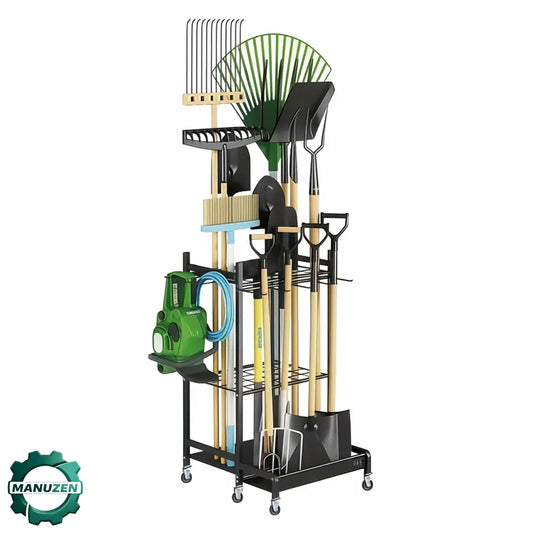 Support mobile pour outils de jardin à roulettes – variante Pologne / Support seul – outils non inclus