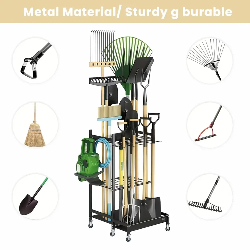 Support mobile pour outils de jardin à roulettes – détail produit 3