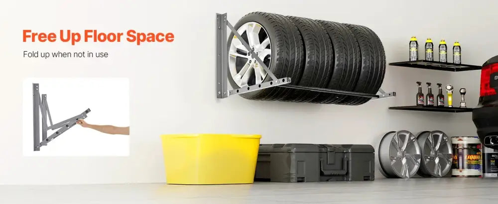 Support pneus mural réglable 81–122 cm – fixe ou pliable - support pneus mural réglable