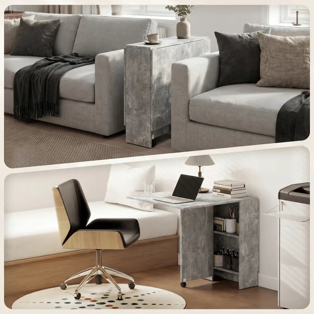 Table à manger pliante HOMCOM 6 places avec roulettes – gris - Gris / France - Tables à manger pliantes