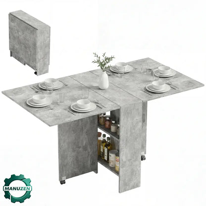 Table à manger pliante HOMCOM 6 places avec roulettes – gris – image produit