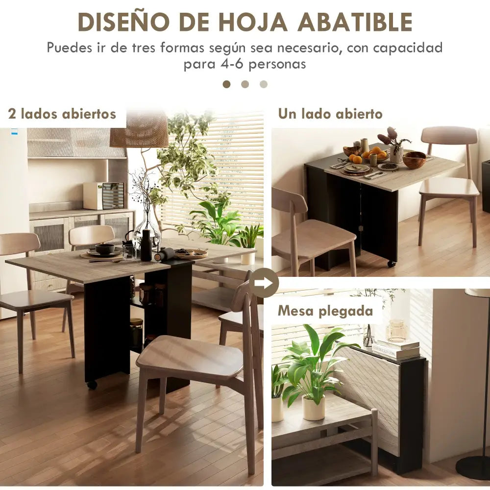 Table à manger pliante HOMCOM 6 places – naturel et noir
