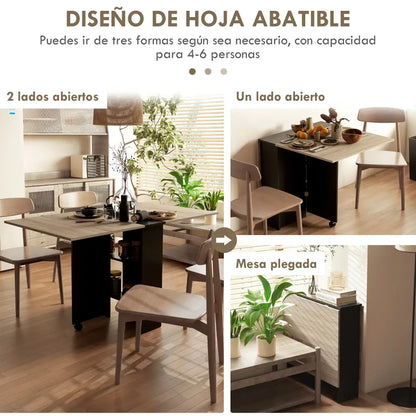 Table à manger pliante HOMCOM 6 places – naturel et noir