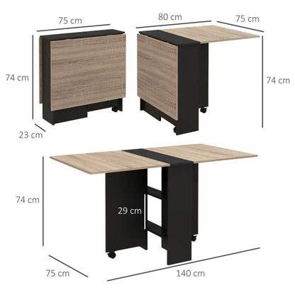 Table à manger pliante HOMCOM 6 places – naturel et noir Espagne