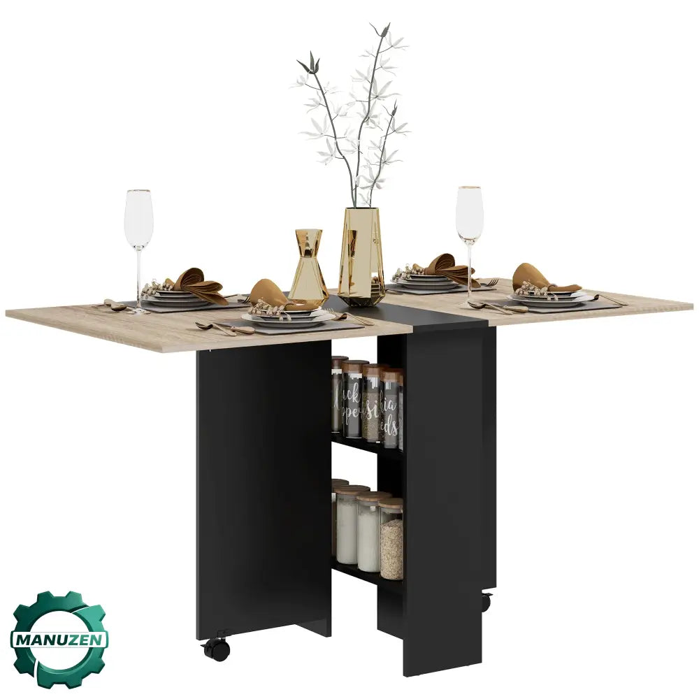 Table à manger pliante HOMCOM 6 places – naturel et noir