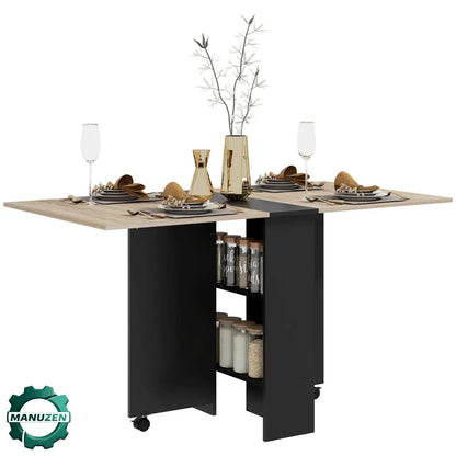 Table à manger pliante HOMCOM 6 places – naturel et noir