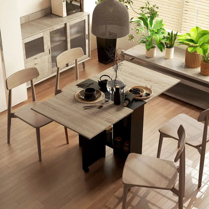 Table à manger pliante HOMCOM 6 places – naturel et noir
