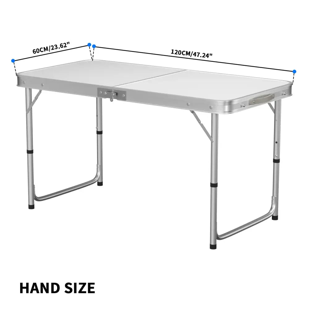 Table de camping pliante 120 cm en aluminium – format 6 personnes Blanc France