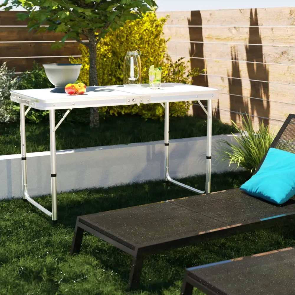 Table de camping pliante 120 cm en aluminium – format 6 personnes