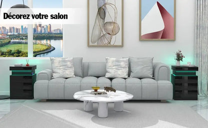 Table de chevet avec station de charge – 3 tiroirs et rangement secret - Table de chevet