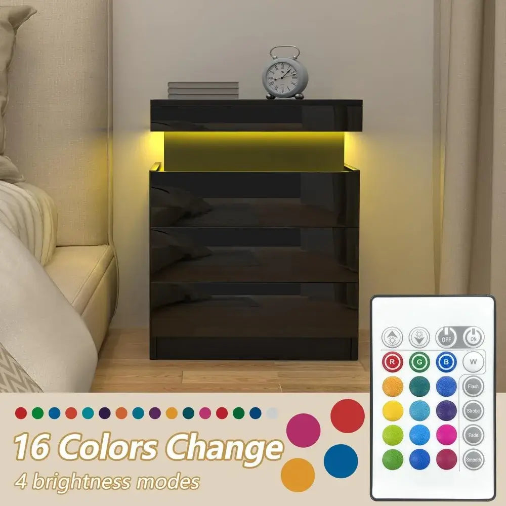 Table de chevet avec station de charge – 3 tiroirs et rangement secret - Table de chevet