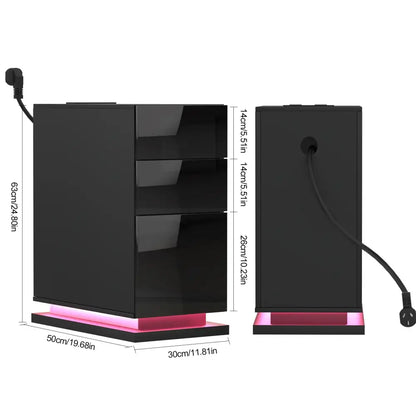 Table de chevet avec station de charge – 3 tiroirs et rangement secret - Style B – noir / France - Table de chevet