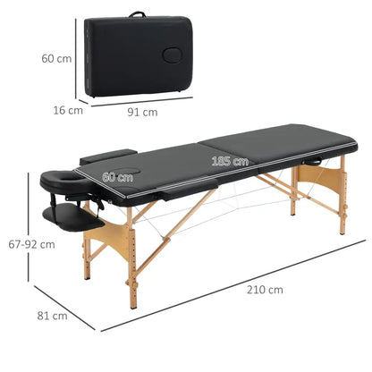 Table de massage pliante 2 zones – hauteur réglable - Noir / France - table de massage pliante hauteur réglable