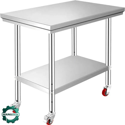 Table De Travail En Acier Inoxydable Avec Roulettes Pour Cuisine - 24 x 12 inch / France