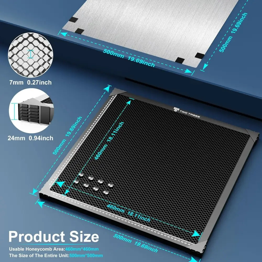 Table Nid D'Abeille Laser Pour Découpe Gravure 300 400 500 600mm Noir 500x500x22mm kit Allemagne