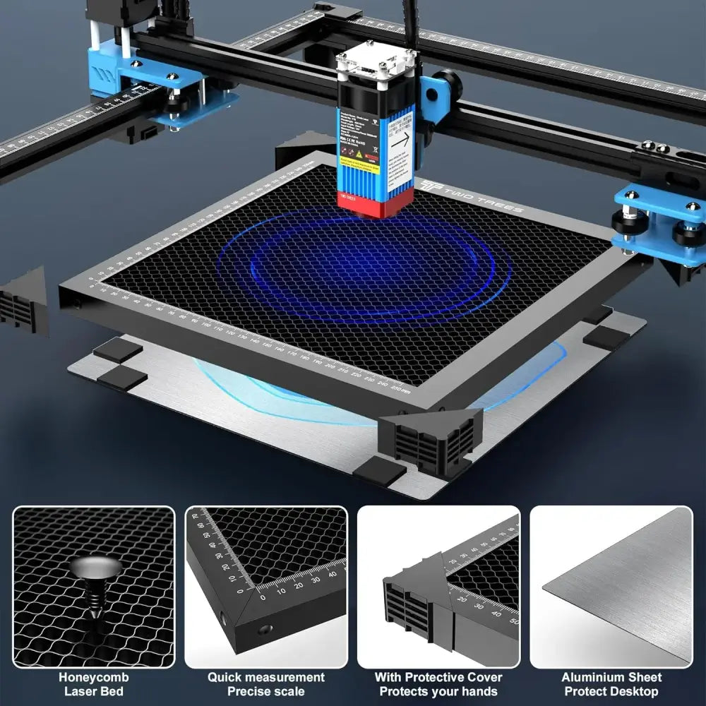 Table Nid D'Abeille Laser Pour Découpe Gravure 300 400 500 600mm Noir