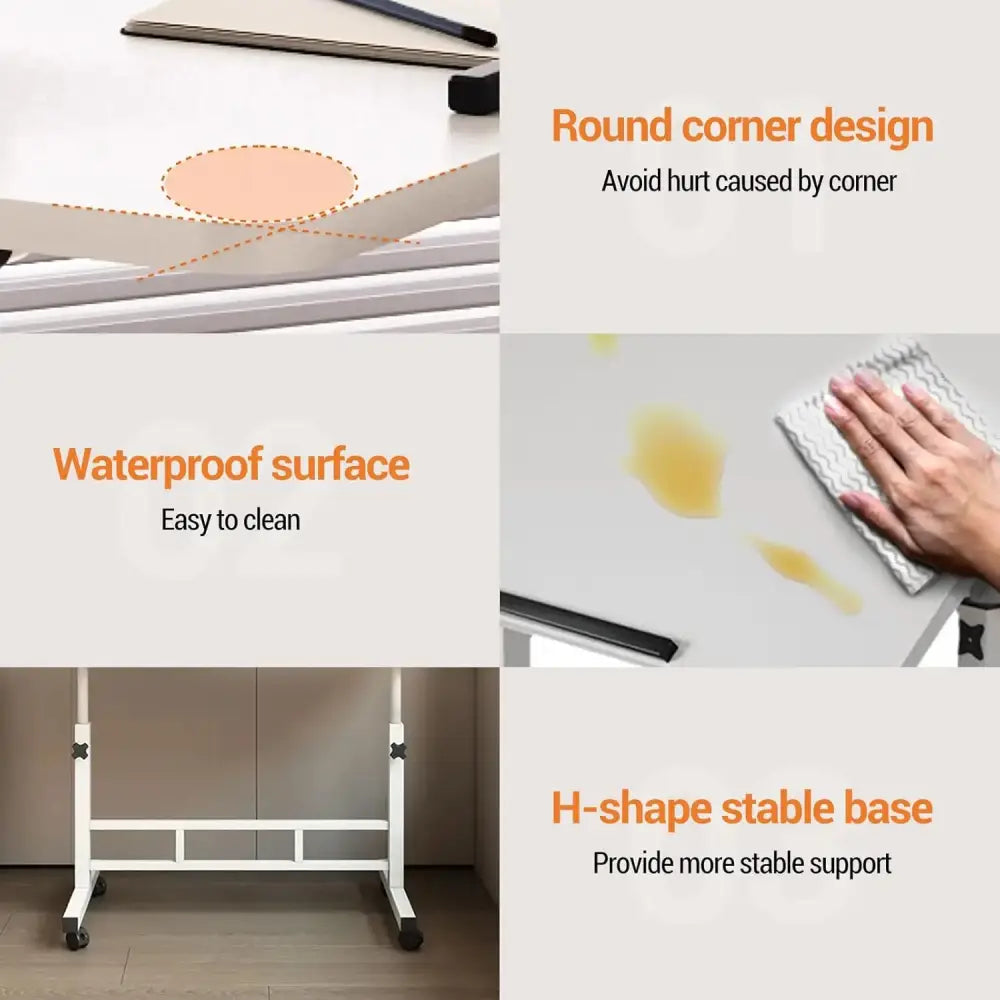 Table ordinateur inclinable à roulettes – 60 ou 80 cm - table ordinateur inclinable roulettes