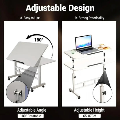 Table ordinateur inclinable à roulettes – 60 ou 80 cm - table ordinateur inclinable roulettes