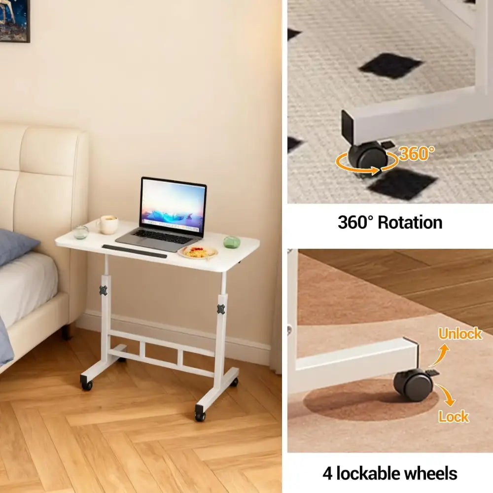 Table ordinateur inclinable à roulettes – 60 ou 80 cm - table ordinateur inclinable roulettes