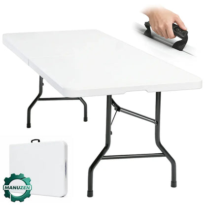 Table pliante extérieure 180 cm – plateau HDPE - Blanc, 180 × 74 × 74 cm / Depuis l’Allemagne - table pliante