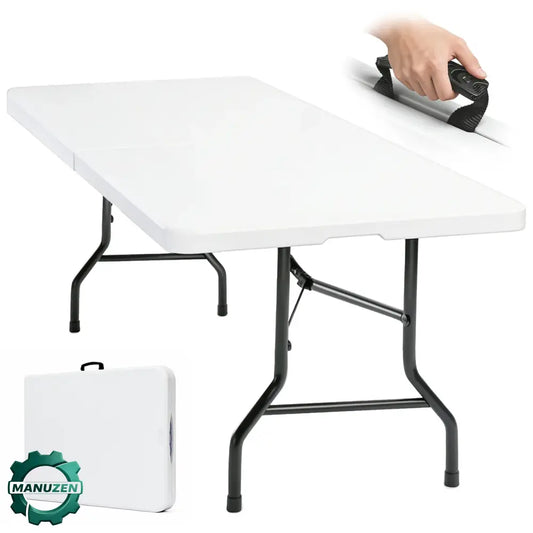 Table pliante extérieure 180 cm – plateau HDPE - Blanc, 180 × 74 × 74 cm / Depuis l’Allemagne - table pliante