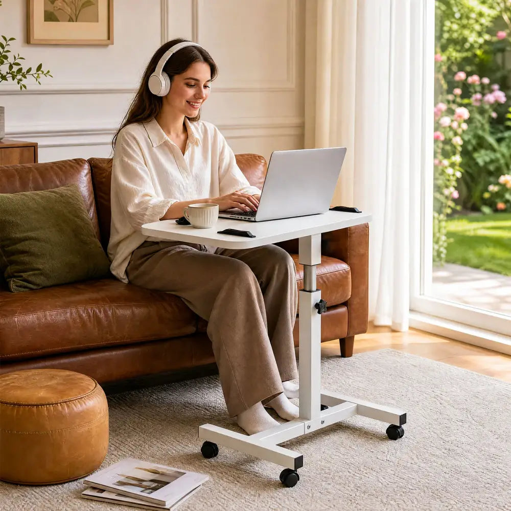 Table pour ordinateur portable à roulettes – inclinable - Blanc / France - table ordinateur portable roulettes