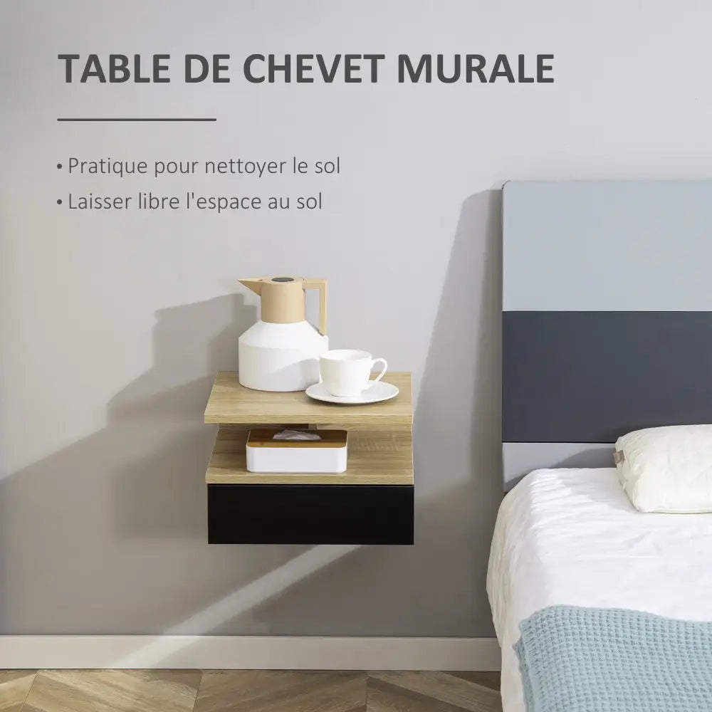 Tables de chevet murales avec tiroir – lot de 2 - France - Table de chevet murale