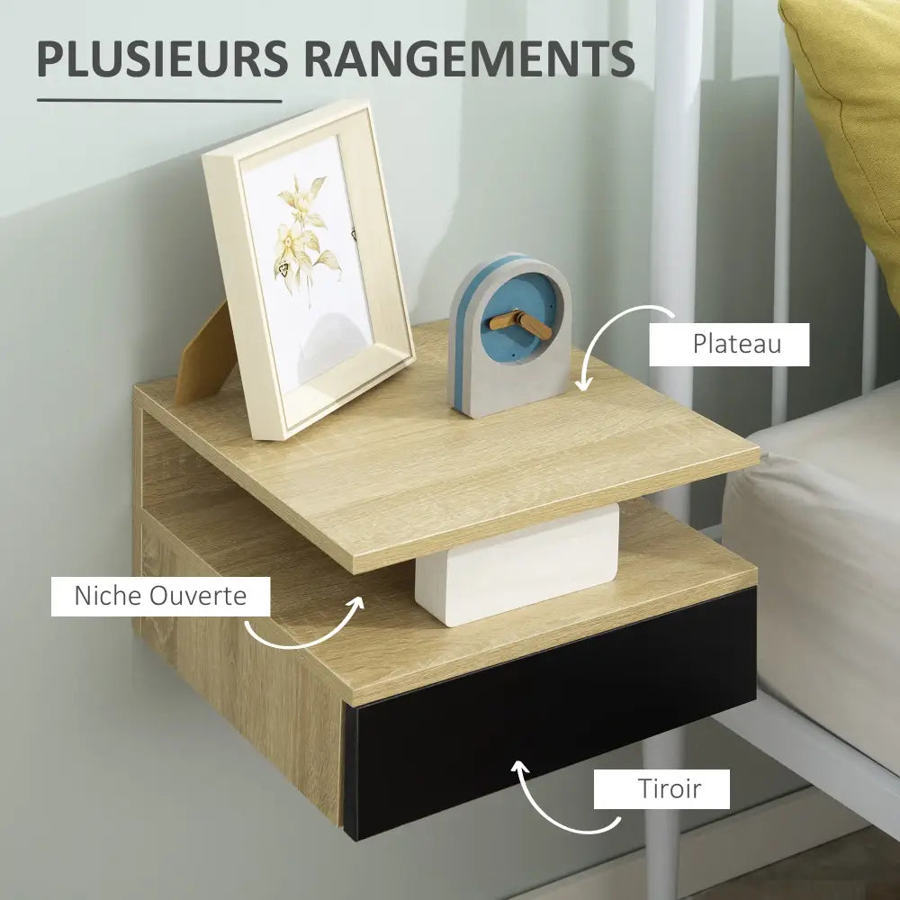 Tables de chevet murales avec tiroir – lot de 2 - France - Table de chevet murale