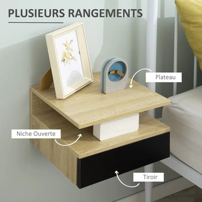 Tables de chevet murales avec tiroir – lot de 2 - France - Table de chevet murale